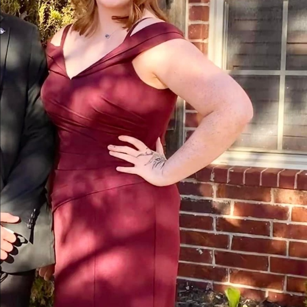 Wine red evening gown